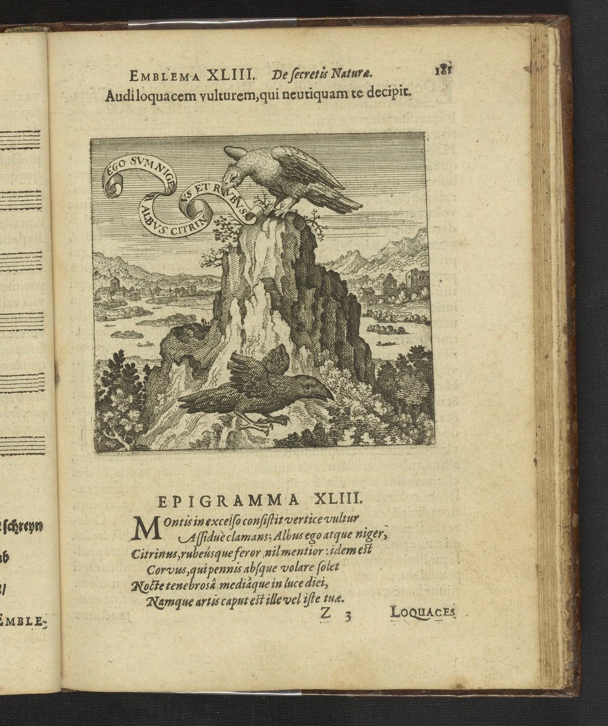 語る禿鷹に耳を傾けよ。彼は決しておまえを欺かない。 1618年刊本の銅版画とラテン語短詩
