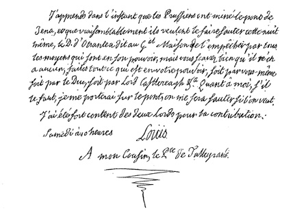ルイ十八世の書簡（ファクシミリ）